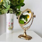Elegant French Brass Swivel Mirror, Vanity Table Adjustable Free-Standing Mirror - Image 3