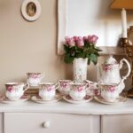 Queen Anne Summer Rose Tea Set – Fine Bone China, English Floral Cups and Saucers