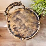 Mid Century Bar Cart – Wooden Serving Trolley on Wheels, Side Table Storage - Image 4