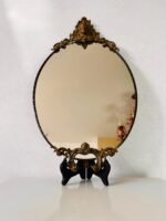 Italian Brass Wall Mirror with Cherub Motif – Ornate Vintage Accent Piece - Image 6