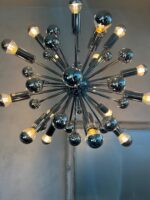 Chrome Sputnik Chandelier – 1970s Atomic Space Age Pendant Light - Image 4