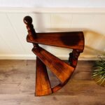 Carved Wood Library Step Ladder – Three-Tier Spiral Design, Antique Style Stair Display - Image 6