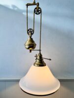 Brass Pull Down Pendant Light – Mid Century Adjustable Ceiling Lamp - Image 2