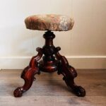 Victorian Wood Piano Stool – Adjustable Round Seat with Turned Legs - Image 2