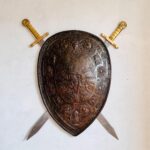 Copper & Brass Wall Shield with Crossed Swords – Vintage Wall Decor - Image 2