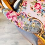 French Tapestry Armchair – Carved Wood Frame, Antique Style Upholstery - Image 6