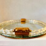 Murano Glass Mirror Tray – Oval Vanity Display, Gilded Filigree Handles, Mid Century Italian Décor - Image 4