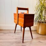 Vintage Wooden Sewing Box with Handle - Compact Storage for Sewing Essentials - Image 2
