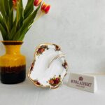 Royal Albert Leaf Dish – Old Country Roses, Bone China Plate, 1960s Floral Porcelain