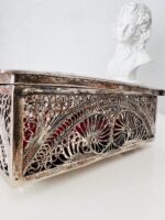 Silver-plated Filigree Vintage Jewelry Box: Vanity Trinket Box - Image 5
