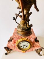 French Mantel Clock with Sculpture and Oil Lamp – Retour Des Hirondelles Belin - Image 4
