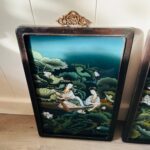 Pair of Lacquered Wood Panels – Geishas and Mountain Landscapes, Midcentury Asian Wall Decor - Image 5