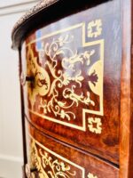 Italian Inlaid Wood Cabinet – 3 Drawers, Brass Pulls, Marquetry Detail - Image 6