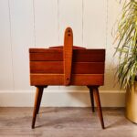 Vintage Wooden Sewing Box with Handle - Compact Storage for Sewing Essentials