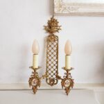Rococo Wall Sconce – Ornate Metal Lighting with Porcelain Floral Medallions