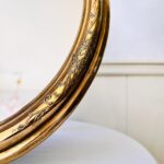 French Tabletop Vanity Mirror – Oval Brass Frame, Free-Standing Rococo Style - Image 7