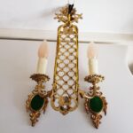 Rococo Wall Sconce – Ornate Metal Lighting with Porcelain Floral Medallions - Image 2
