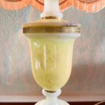 Genuine Alabaster Table Lamp with Fringe Shade – Cream Stone Base, Mid Century Accent Lighting - Image 8