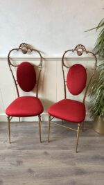 Pair of Brass Accent Chairs – Mid-Century Glam Hollywood Regency Seating - Image 2