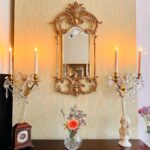 Pair of French Crystal Wall Sconces –Art Nouveau Style Lighting with Brass Arms - Image 7