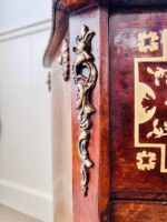 Italian Inlaid Wood Cabinet – 3 Drawers, Brass Pulls, Marquetry Detail - Image 7