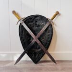 Copper Brass Wall Shield with Crossed Swords – Medieval Style Vintage Decor - Image 9