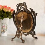 Vintage Beveled Mirror Freestanding Silver Plated Frame Mod Depose Signed Pavot - Image 7