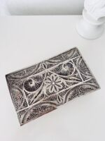 Silver-plated Filigree Vintage Jewelry Box: Vanity Trinket Box - Image 2