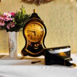 Eluxa Mantel Clock with Pendulum: Signed L. Liechti, Brass Bracket Style