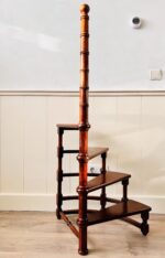 Carved Wood Spiral Library Ladder – Four Tiers, Antique Semi-Circular Design - Image 4