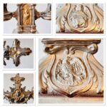 Glass Dome Crucifix – Vintage Standing Cross Display with Ornate Brass Base - Image 9
