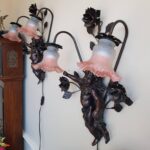 Cherub Wall Sconces with Pink Shades – Baroque Angel Lamps, Set of 2 - Image 2