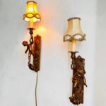 Bronze Putti Wall Sconces – Italian Cherub Candle Holders, Brevettato Pair - Image 4