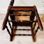 Wood and Rattan Corner Chair – Mid Century Accent Chair, Small Vintage Side Chair - Image 9