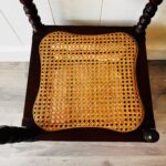 Wood and Rattan Corner Chair – Mid Century Accent Chair, Small Vintage Side Chair - Image 7