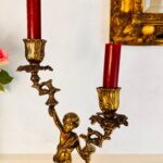 Bronze 2-Arm Candleholder – Aged Patina Table Candelabra, Elegant Vintage Centerpiece Decor - Image 2