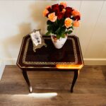 Italian Inlaid Wood Musical Table – Marquetry Accent, Petite Vintage Side Table