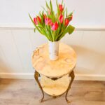 Hollywood Regency Marble Pedestal Table – Onyx Stone Side Table, Tall Accent for Glam Decor - Image 3