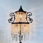 Antique Brass Floor Lamp with Crystal Prisms – Empire Style Accent Lighting - Image 4