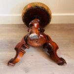 Victorian Wood Piano Stool – Adjustable Round Seat with Turned Legs - Image 9