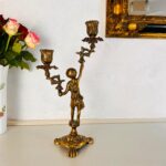 Bronze 2-Arm Candleholder – Aged Patina Table Candelabra, Elegant Vintage Centerpiece Decor - Image 6