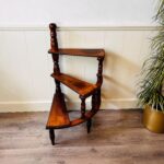 Carved Wood Library Step Ladder – Three-Tier Spiral Design, Antique Style Stair Display - Image 2
