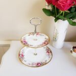 Queen Anne Bone China Tiered Tray – Summer Rose Pattern, Double Dessert Stand - Image 5