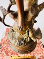 French Mantel Clock with Sculpture and Oil Lamp – Retour Des Hirondelles Belin - Image 5