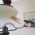 Mid Century Pendant Light – Opaline Glass Globe with Wood Handle, Pull Down Ceiling Lamp - Image 7