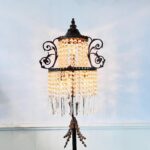 Antique Brass Floor Lamp with Crystal Prisms – Empire Style Accent Lighting