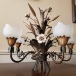 Italian Tole Chandelier – Hollywood Regency Wheat Sheaf Ceiling Light - Image 4