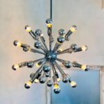 Chrome Sputnik Chandelier – 1970s Atomic Space Age Pendant Light