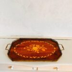 Italian Inlaid Wood Tray with Brass Handles – 60s Decorative Serving Piece - Image 4