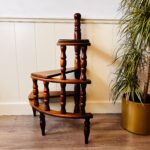 Carved Wood Library Step Ladder – Three-Tier Spiral Design, Antique Style Stair Display